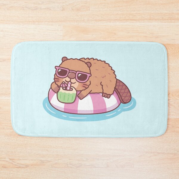 Item preview, Cute Beaver Chilling On Pool Float Drinking Coconut Juice designed and sold by rustydoodle.
