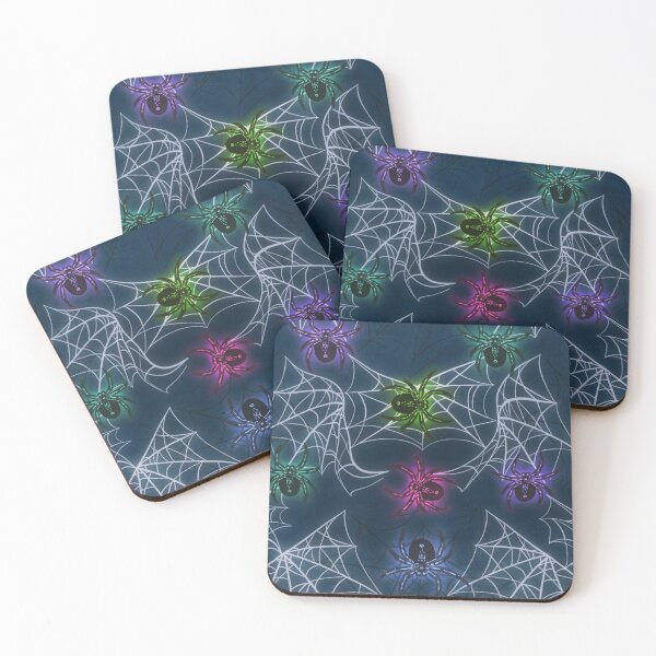 Item preview, Glowing Rainbow Spiders Halloween Pattern designed and sold by Veata.
