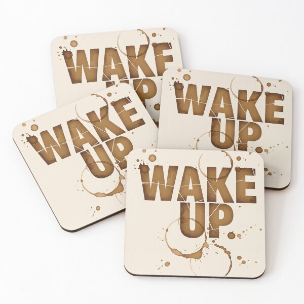 Item preview, Wake Up – Coffee Stain Typography Art designed and sold by Neuroscribble.