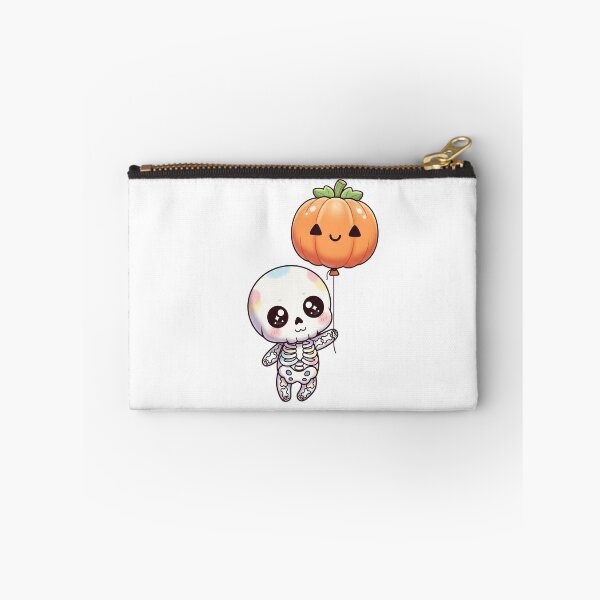 Item preview, Cute Kawaii Skeleton with Pumpkin Balloon designed and sold by istoriadesign.