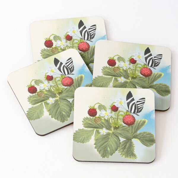 Item preview, Wild Strawberries and Heliconius Charithonia Butterfly Sticker designed and sold by Art_By_Wing.