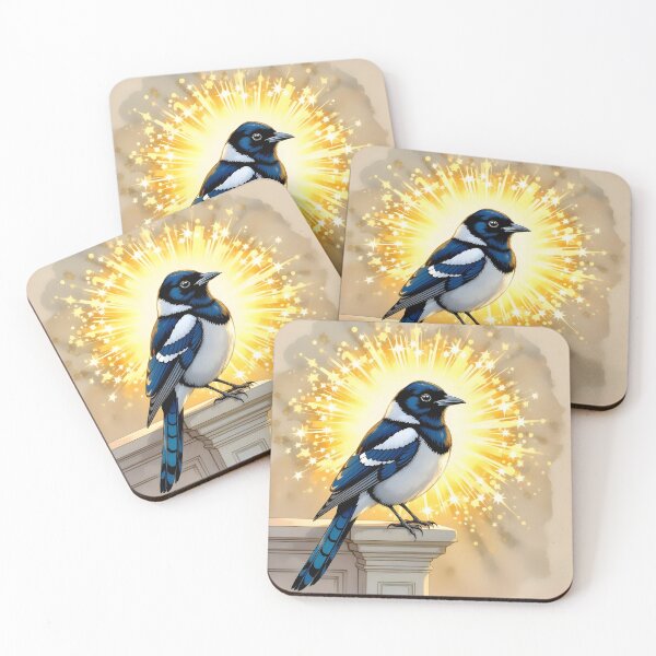 Item preview, Sparkling Fantasy Magpie Illustration designed and sold by EmeraldeaArt.