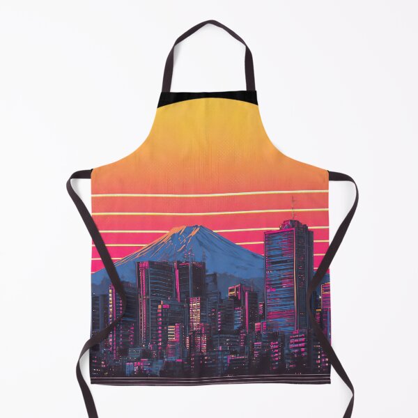 Item preview, Retro Japan City Pop Skyline – Neon Sun, Fuji and Vaporwave Aesthetics designed and sold by Meiersbeste.