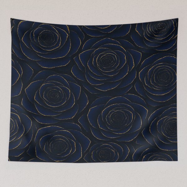 Item preview, Midnight Blue Roses with Gold Veins Pattern designed and sold by nigejohn.