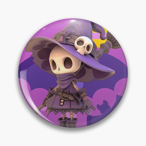 Item preview, Cute Skeleton Witch – Halloween Chibi Design | Spooky Bat & Magic Art designed and sold by DesignArtist.ia.