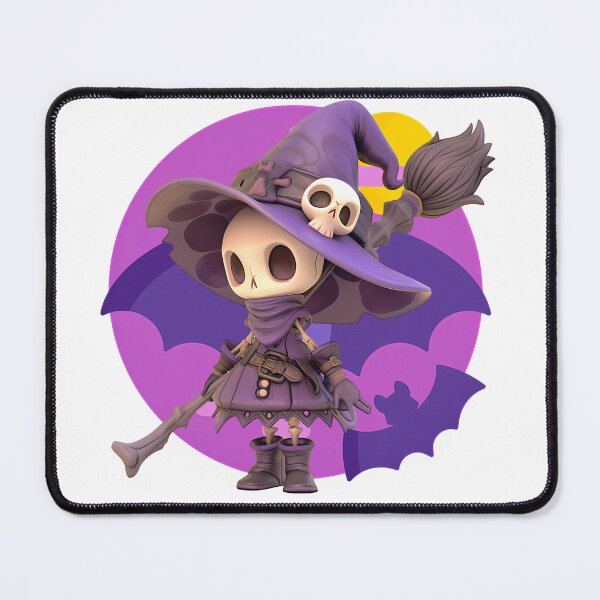 Item preview, Cute Skeleton Witch – Halloween Chibi Design | Spooky Bat & Magic Art designed and sold by DesignArtist.ia.