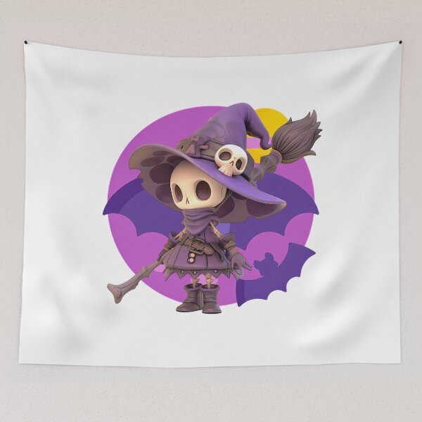 Item preview, Cute Skeleton Witch – Halloween Chibi Design | Spooky Bat & Magic Art designed and sold by DesignArtist.ia.