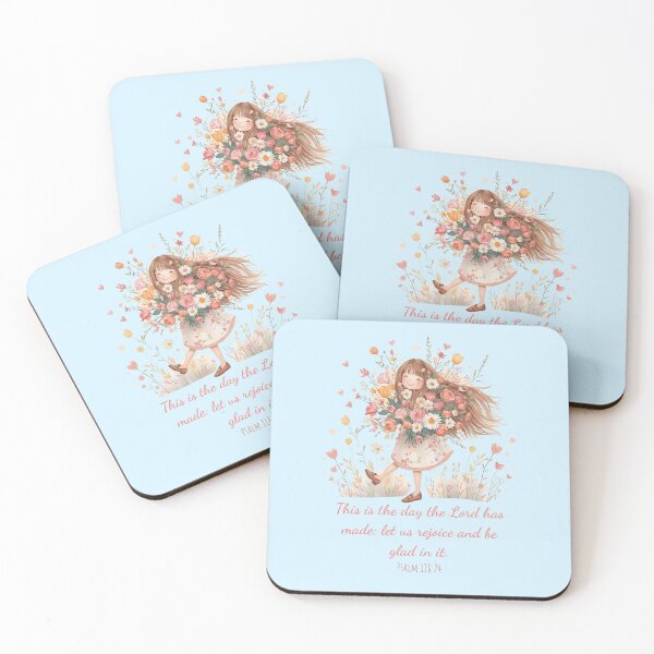 Item preview,  Girl with Flowers Christian Bible Verse Art – Psalm 118:24: This is the day the Lord has made; let us rejoice and be glad in it | Joyful Faith Design designed and sold by AmenAlways.