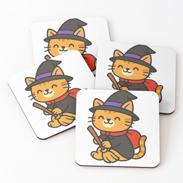 Item preview, Cat Witch with Broom – Fun Halloween Character designed and sold by Confuzz1ed.