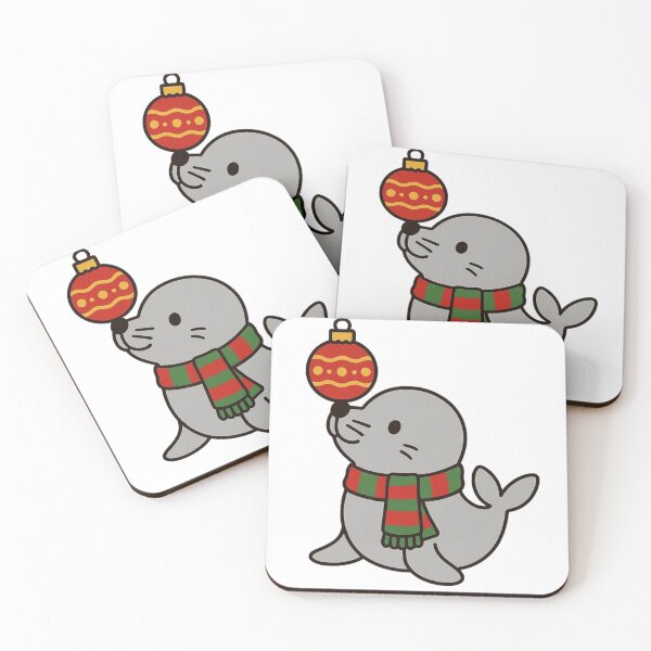Item preview, Seal with Ornament and Scarf – Cute Christmas Animal designed and sold by Confuzz1ed.