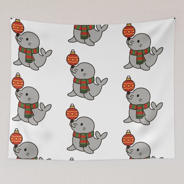 Item preview, Foca con adorno y bufanda: un lindo animal navideño designed and sold by Confuzz1ed.