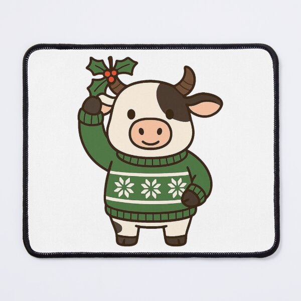 Item preview, Cow in Sweater with Mistletoe – Funny Christmas Animal designed and sold by Confuzz1ed.