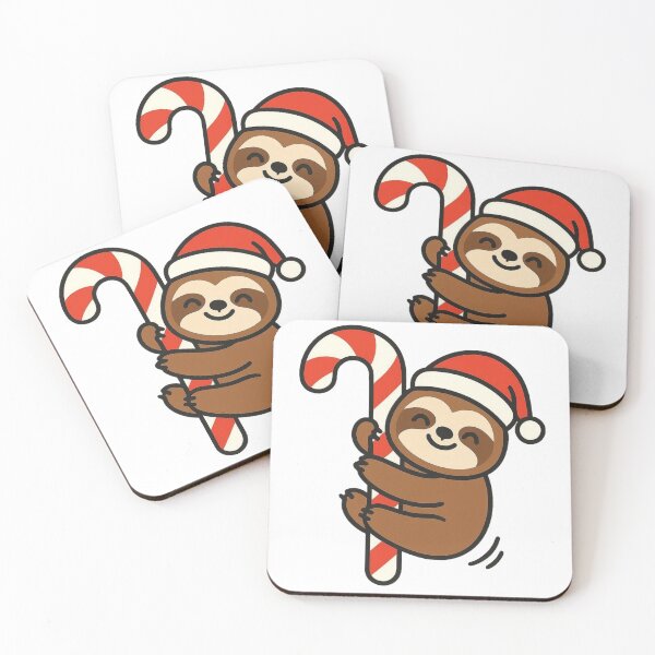 Item preview, Sloth Hanging from Candy Cane – Cute Christmas Animal designed and sold by Confuzz1ed.