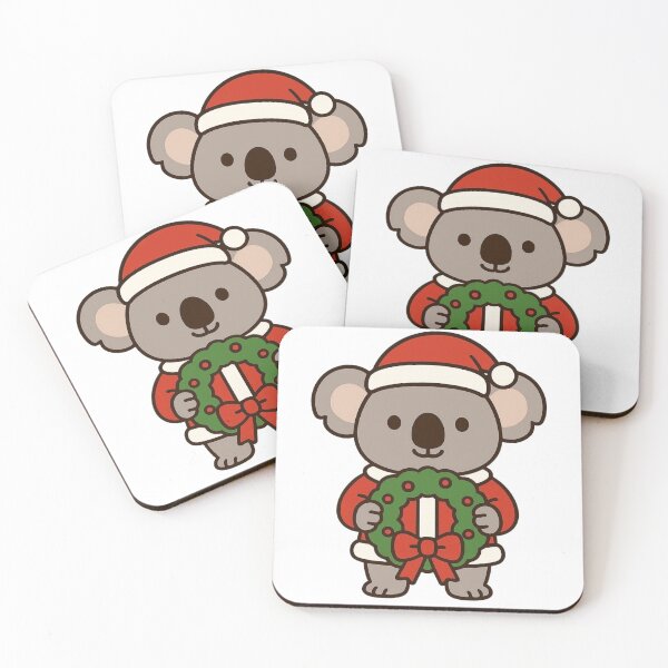 Item preview, Koala with Santa Hat and Wreath – Festive Holiday Animal designed and sold by Confuzz1ed.
