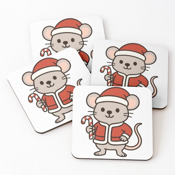Item preview, Mouse with Santa Hat and Candy Cane – Cute Holiday Character designed and sold by Confuzz1ed.