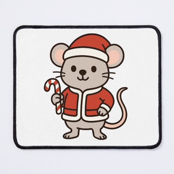 Item preview, Mouse with Santa Hat and Candy Cane – Cute Holiday Character designed and sold by Confuzz1ed.
