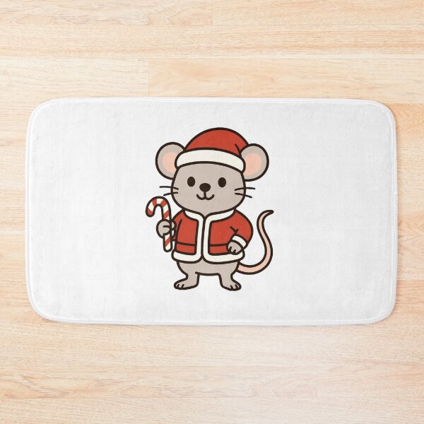 Item preview, Mouse with Santa Hat and Candy Cane – Cute Holiday Character designed and sold by Confuzz1ed.