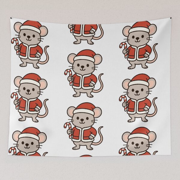 Item preview, Mouse with Santa Hat and Candy Cane – Cute Holiday Character designed and sold by Confuzz1ed.