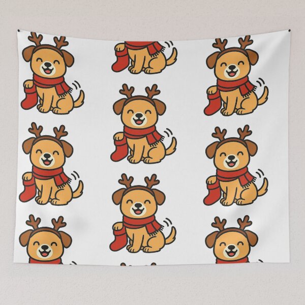 Item preview, Dog with Antlers and Scarf – Festive Christmas Pup designed and sold by Confuzz1ed.