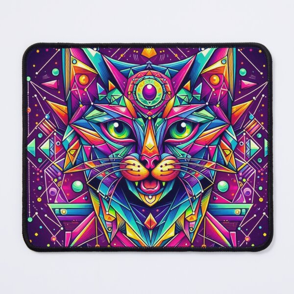 Item preview, Colorful geometric decorative mystic cat designed and sold by Dogandesighn.