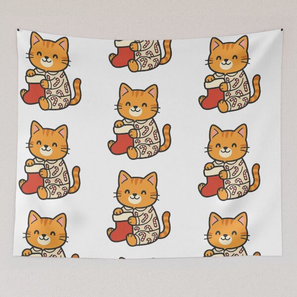Item preview, Cat in Christmas Pajamas with Stocking – Cute Festive Pet designed and sold by Confuzz1ed.