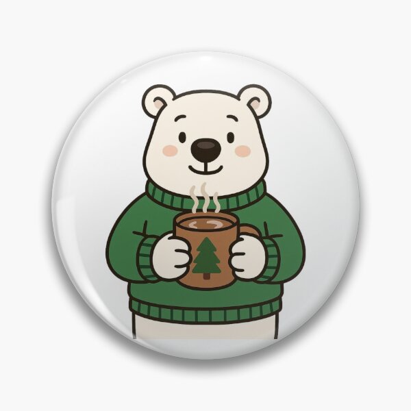 Item preview, Polar Bear in Christmas Jumper with Cocoa – Cozy Holiday Animal designed and sold by Confuzz1ed.