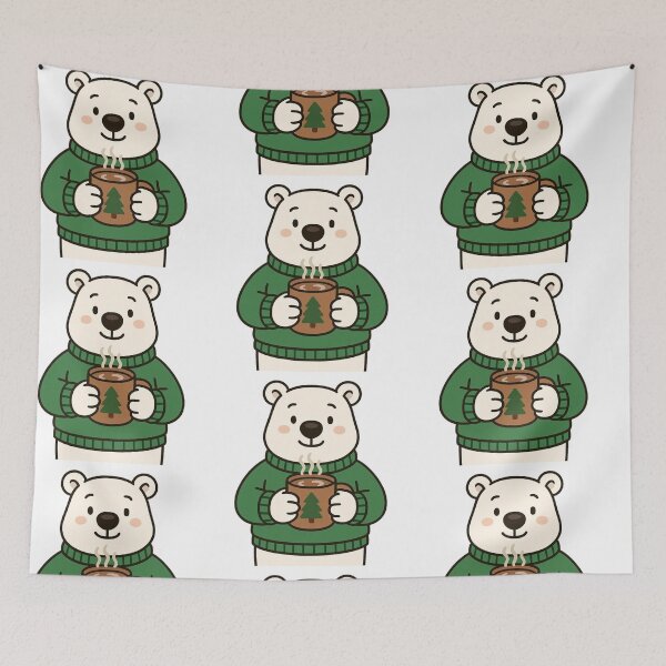Item preview, Polar Bear in Christmas Jumper with Cocoa – Cozy Holiday Animal designed and sold by Confuzz1ed.