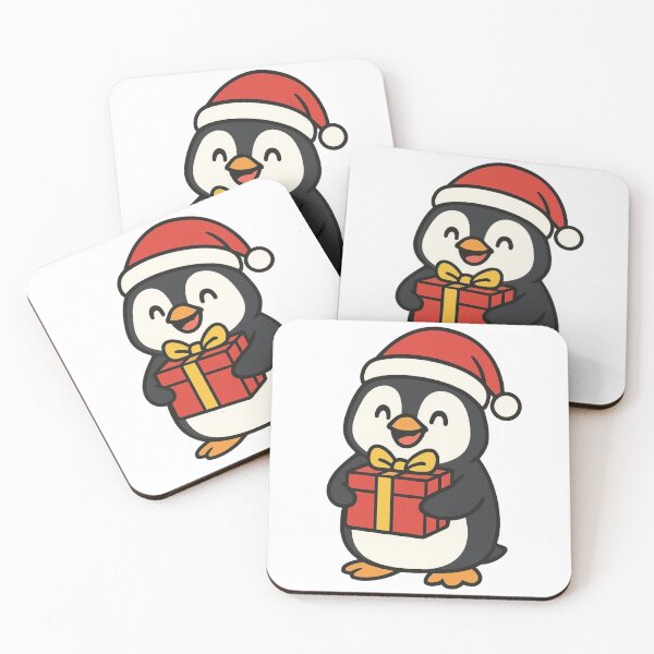 Item preview, Penguin with Santa Hat and Present – Festive Holiday Design designed and sold by Confuzz1ed.