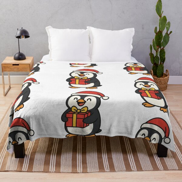 Item preview, Penguin with Santa Hat and Present – Festive Holiday Design designed and sold by Confuzz1ed.