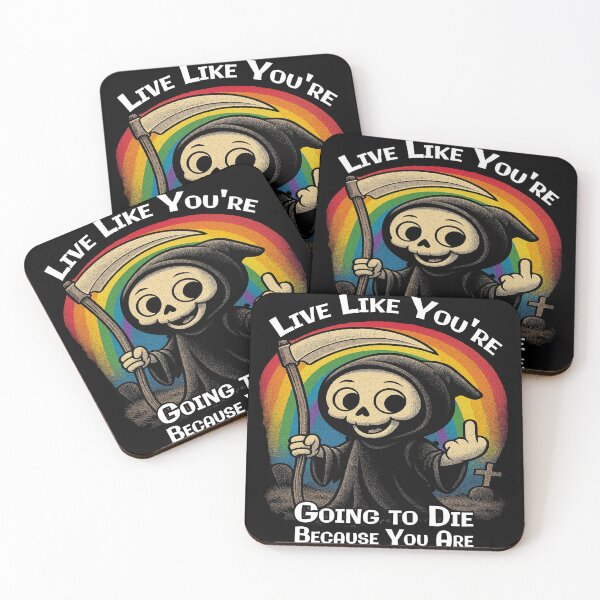 Item preview, Funny Grim Reaper “Live Like You’re Going to Die” – Dark Humor Rainbow Design designed and sold by A-T-H.