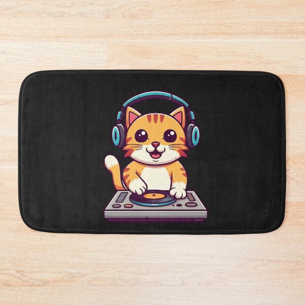 Item preview, Cool DJ Cat Illustration – Cute Kawaii Cat with Headphones Funny Music Lover Design designed and sold by ColorSplash123.