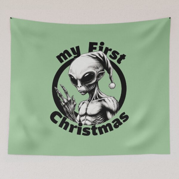 Item preview, My First Christmas – Alien with Santa Hat designed and sold by Antik by Schulz.