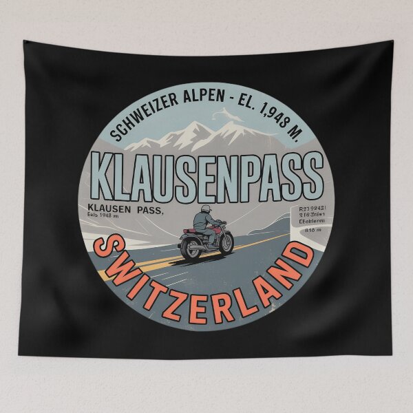Item preview, Klausenpass Switzerland Vintage Motorcycle Emblem – Snowy Alpine Road Badge Design designed and sold by VividOrganica.