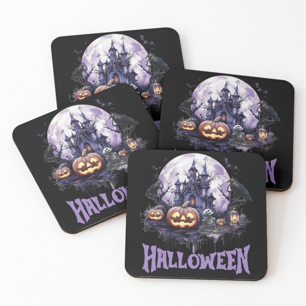 Item preview, A spooky castle surrounded by ravens and bats in Halloween style. designed and sold by DżodżoJoy.