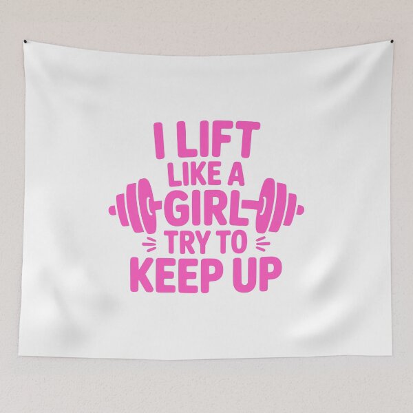 Item preview, I Lift Like A Girl Try To Keep Up! Pink Gym Girl designed and sold by PMCreative.