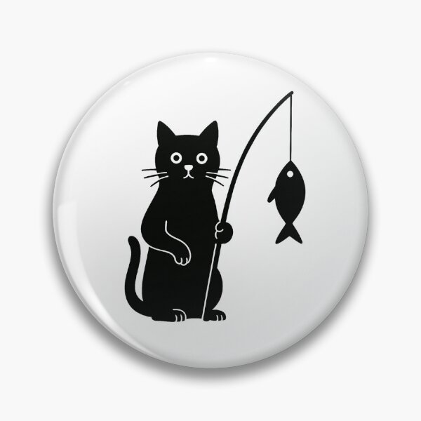 Item preview, Black and White Cat, Fishing Cat, Minimal Cartoon  designed and sold by memememescat.