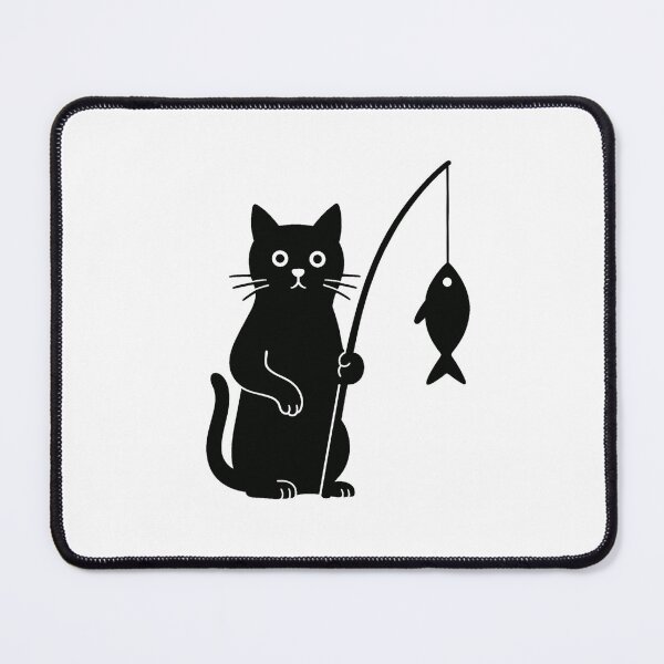 Item preview, Black and White Cat, Fishing Cat, Minimal Cartoon designed and sold by memememescat.