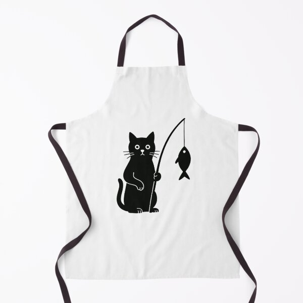 Item preview, Black and White Cat, Fishing Cat, Minimal Cartoon designed and sold by memememescat.