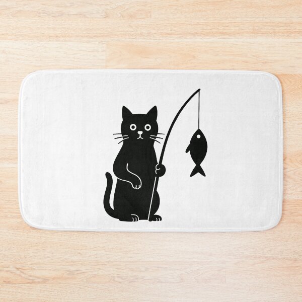 Item preview, Black and White Cat, Fishing Cat, Minimal Cartoon  designed and sold by memememescat.