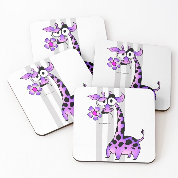 Item preview, Cute Purple Giraffe with Flower – Funny Cartoon Illustration designed and sold by InFrameVision.
