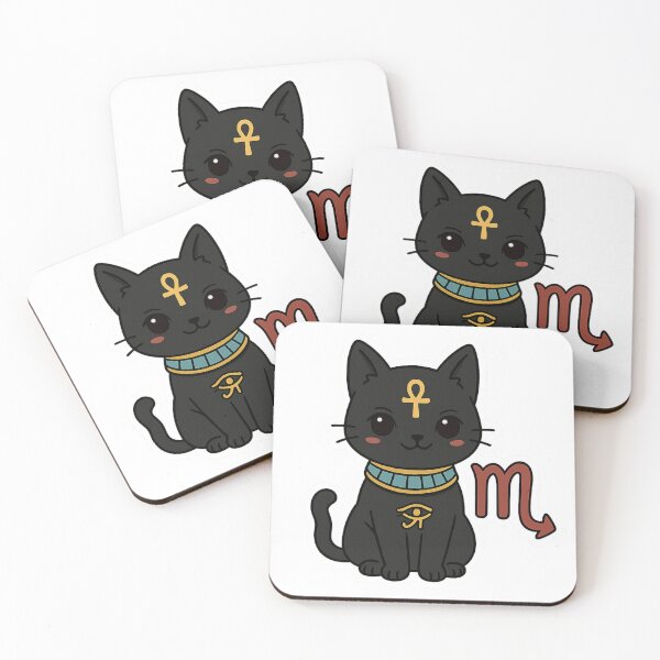 Item preview, Bastet Zodiac Cat – Scorpio (Kawaii Egyptian Black Cat) designed and sold by Eye Of Horus.