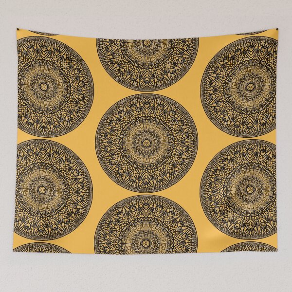 Item preview, Hand Drawn Mandala Design Floral Pattern Gold Black Yoga Meditation Sacred Geometry designed and sold by DivineMandala.