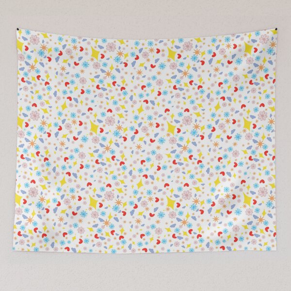 Item preview, Retro Floral Star Heart Pattern | Whimsical Seamless Hand-Drawn Design | Colorful 70s Pop Art Print for Fabric, Wallpaper & Décor designed and sold by dblten-mnl.