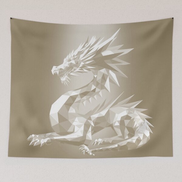 Item preview, Pastel Beige Geometric Dragon – Minimalist Symbol of Luck designed and sold by InFrameVision.