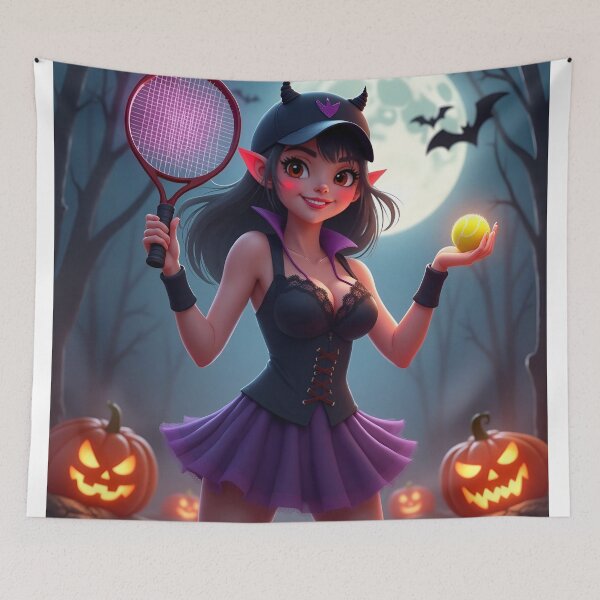 Item preview, Moonlit Match: The Devilish Tennis Duel designed and sold by Nest & Thread.