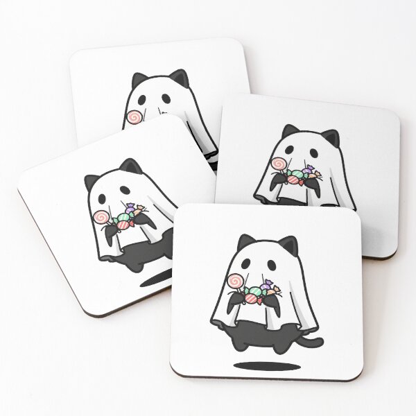 Item preview, Cute Black Cat in Ghost Costume designed and sold by istoriadesign.
