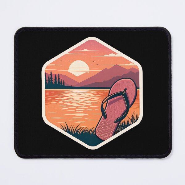 Item preview, Osoyoos Lake Summer Sunset Sticker – Retro Beach Flip-Flops Design designed and sold by VividOrganica.