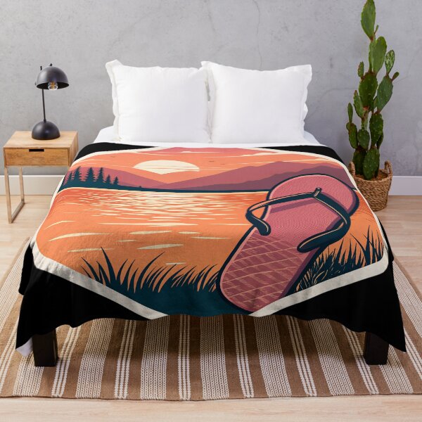 Item preview, Osoyoos Lake Summer Sunset Sticker – Retro Beach Flip-Flops Design designed and sold by VividOrganica.