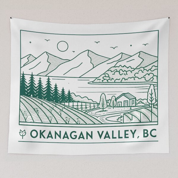 Item preview, Minimalist Okanagan Valley Line Art – Osoyoos Lake and Vineyard Design designed and sold by VividOrganica.