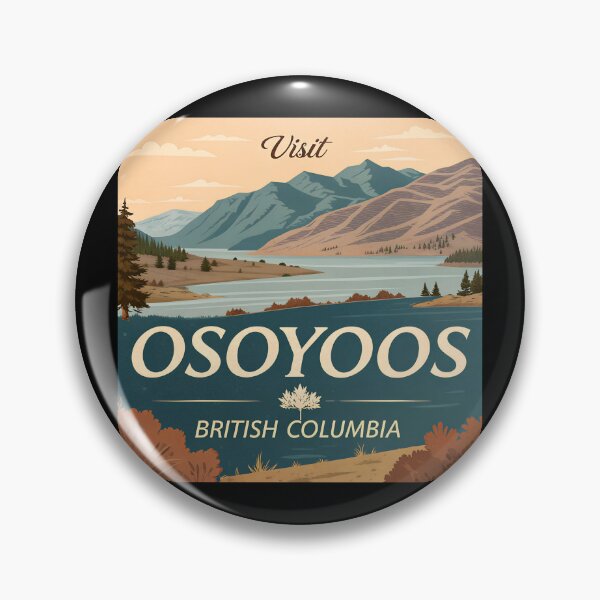 Item preview, Retro Osoyoos Travel Poster – Vintage Desert and Lake Landscape of British Columbia designed and sold by VividOrganica.